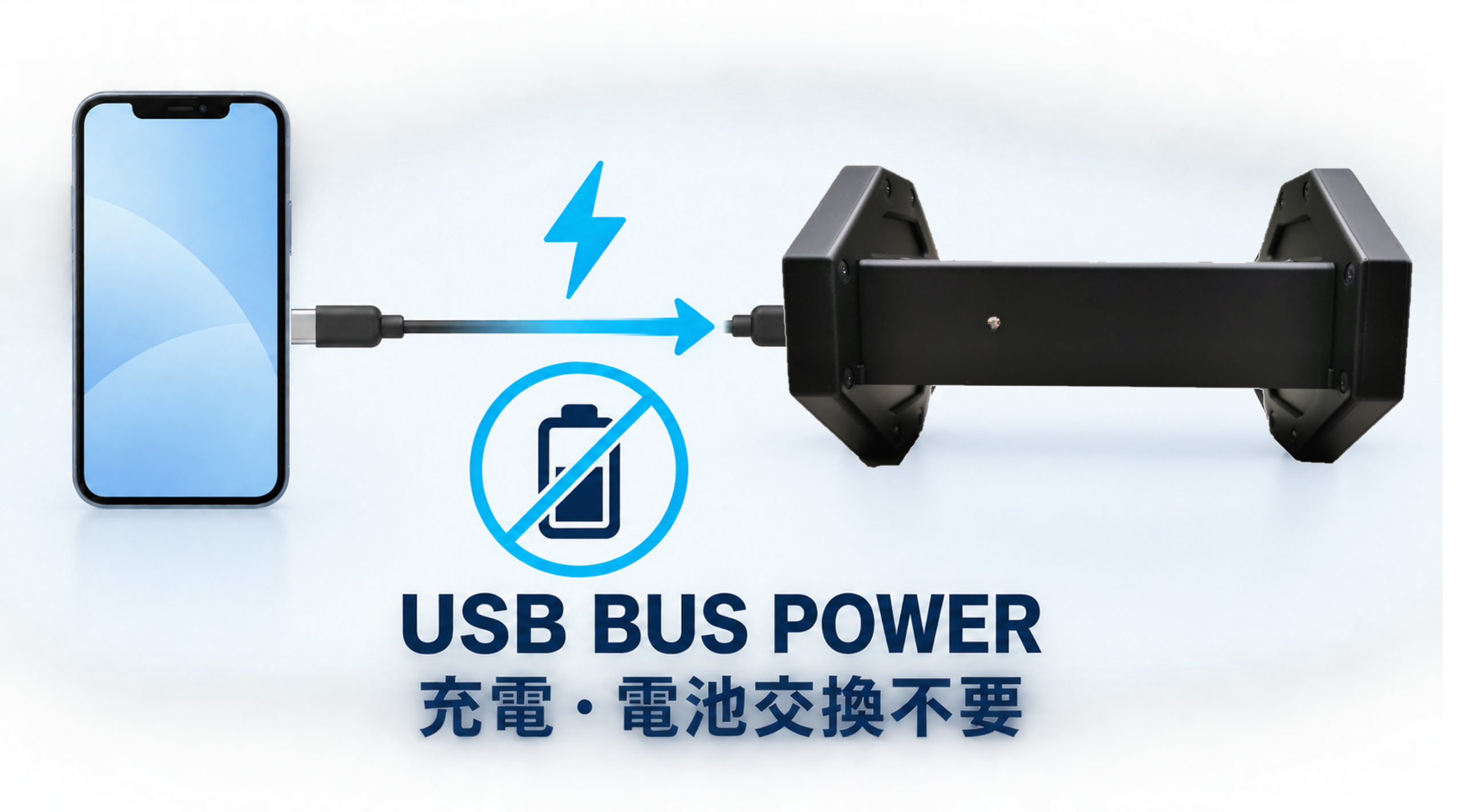 W-BM1 uses USB bus power with no charging or battery replacement required