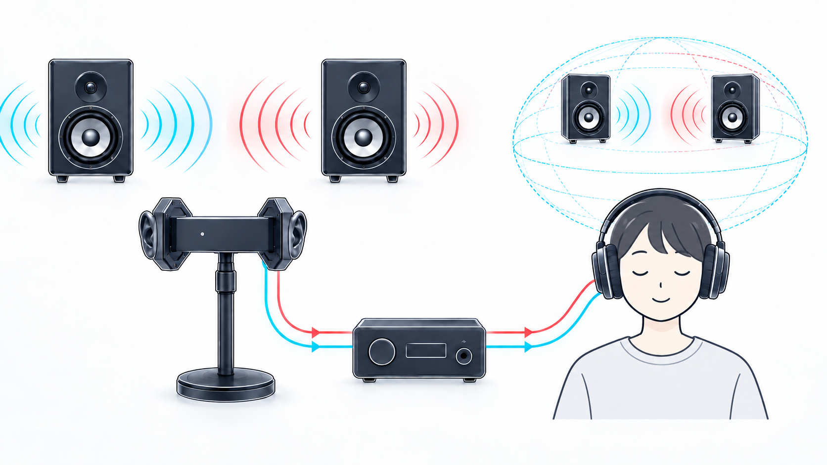 How binaural sound is recorded and reproduced through headphones